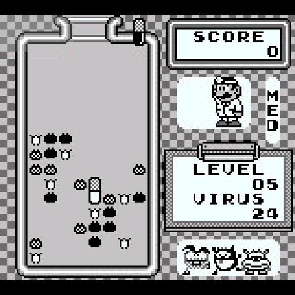 
                                      ドクターマリオ｜
                                      任天堂｜                                      ゲームボーイ (GB)                                      のゲーム画面